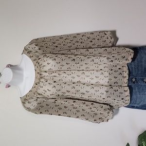 Sheer blouse with 3/4 length sleeves size Medium